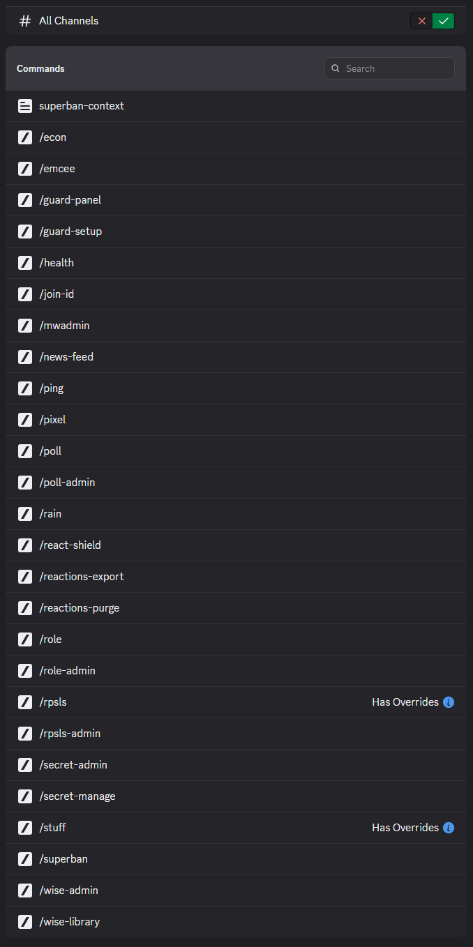 ModWise Bot command library in Discord