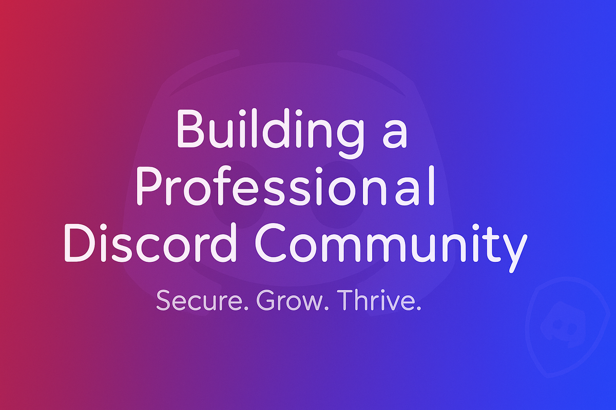 Banner image with the text 'Building a Professional Discord Community' with a ModWise color red-to-blue gradient background featuring a centered Discord logo watermark.